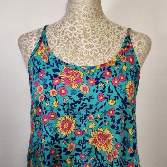 Qearal Women SZ S Floral Print Sleeveless Adjustable Strap Pockets Dress Beach - Picture 3 of 16